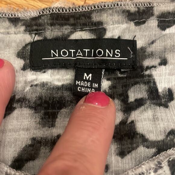 Notations Black & White with sheer detail,print trim Blazer with pockets - Picture 5 of 7